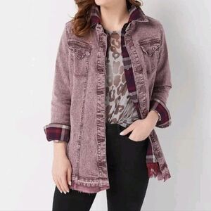 LOGO by Lori Goldstein Mauve Jean Jacket Women’s Plus Size 28W